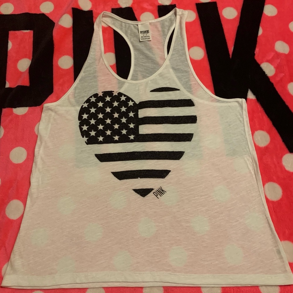 VS Pink bling flag patriotic tank Sz m nwot